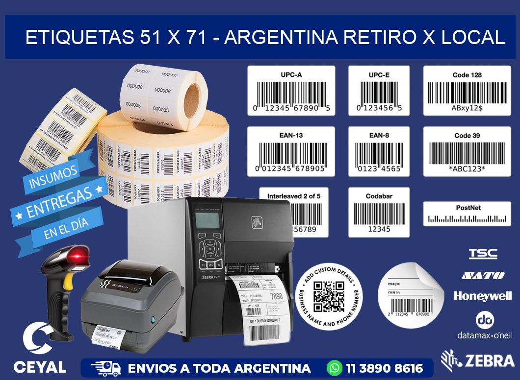 ETIQUETAS 51 x 71 - ARGENTINA RETIRO X LOCAL