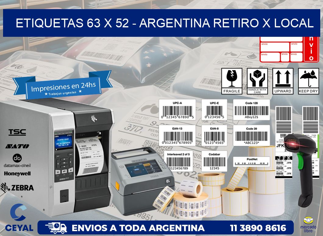 ETIQUETAS 63 x 52 - ARGENTINA RETIRO X LOCAL