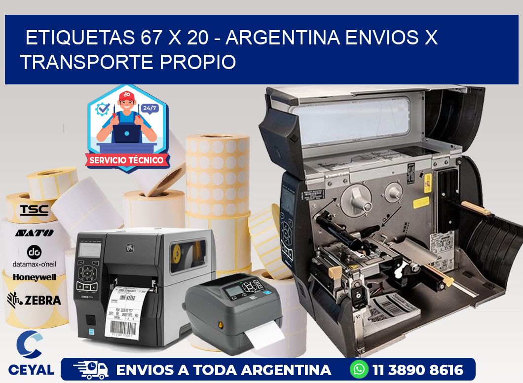 ETIQUETAS 67 x 20 - ARGENTINA ENVIOS X TRANSPORTE PROPIO