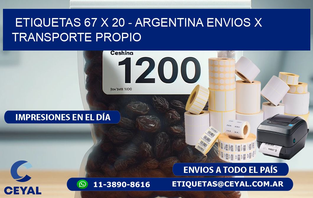 ETIQUETAS 67 x 20 - ARGENTINA ENVIOS X TRANSPORTE PROPIO