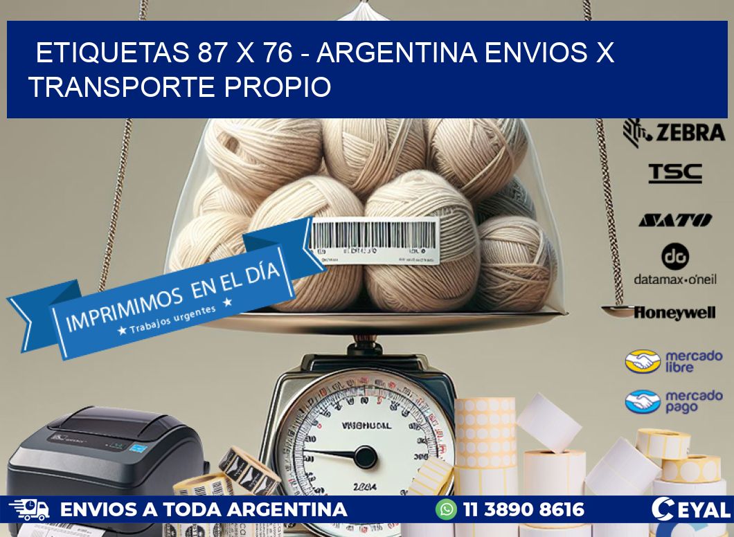 ETIQUETAS 87 x 76 - ARGENTINA ENVIOS X TRANSPORTE PROPIO