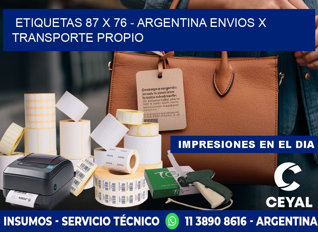 ETIQUETAS 87 x 76 - ARGENTINA ENVIOS X TRANSPORTE PROPIO