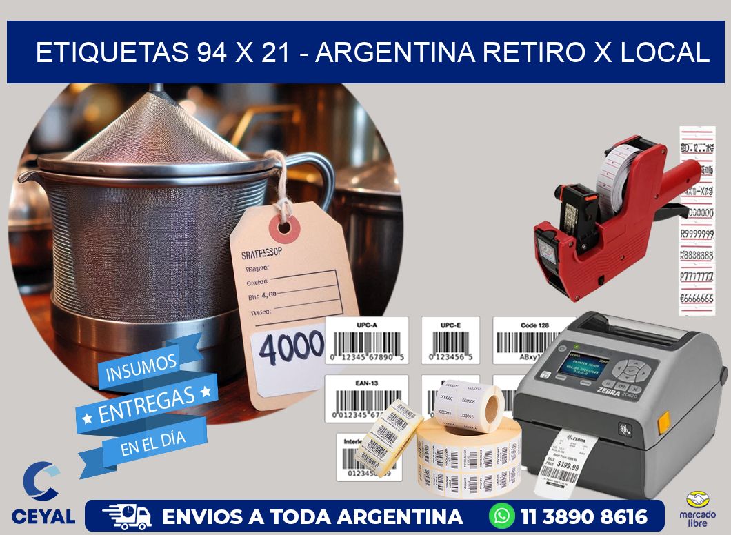 ETIQUETAS 94 x 21 – ARGENTINA RETIRO X LOCAL