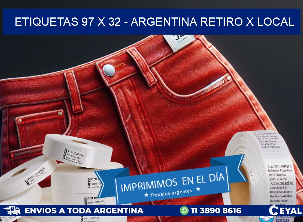 ETIQUETAS 97 x 32 - ARGENTINA RETIRO X LOCAL