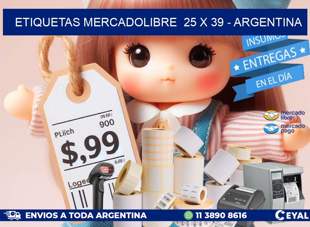 ETIQUETAS MERCADOLIBRE  25 x 39 - ARGENTINA