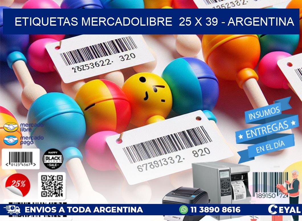 ETIQUETAS MERCADOLIBRE  25 x 39 - ARGENTINA