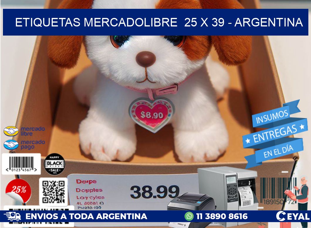 ETIQUETAS MERCADOLIBRE  25 x 39 – ARGENTINA