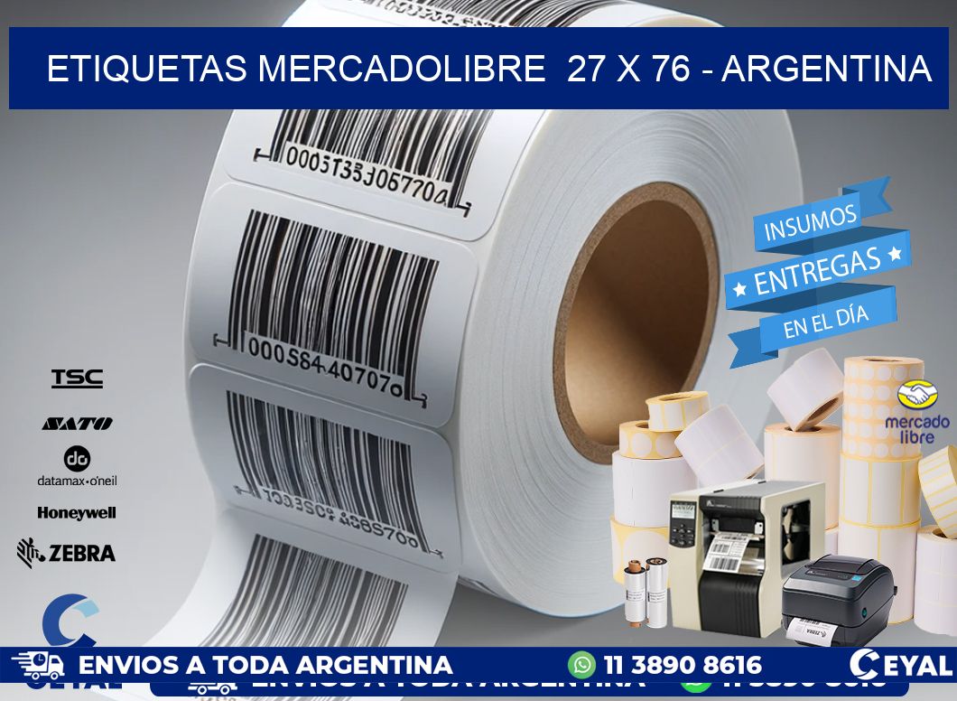 ETIQUETAS MERCADOLIBRE  27 x 76 - ARGENTINA