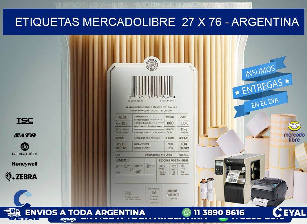 ETIQUETAS MERCADOLIBRE  27 x 76 - ARGENTINA