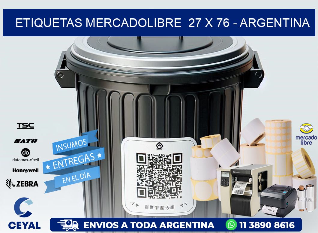 ETIQUETAS MERCADOLIBRE  27 x 76 - ARGENTINA