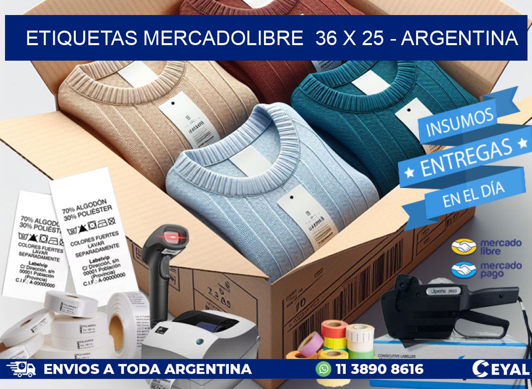 ETIQUETAS MERCADOLIBRE  36 x 25 – ARGENTINA