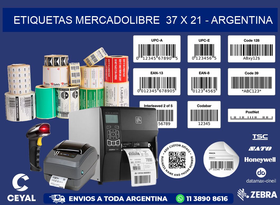 ETIQUETAS MERCADOLIBRE  37 x 21 - ARGENTINA