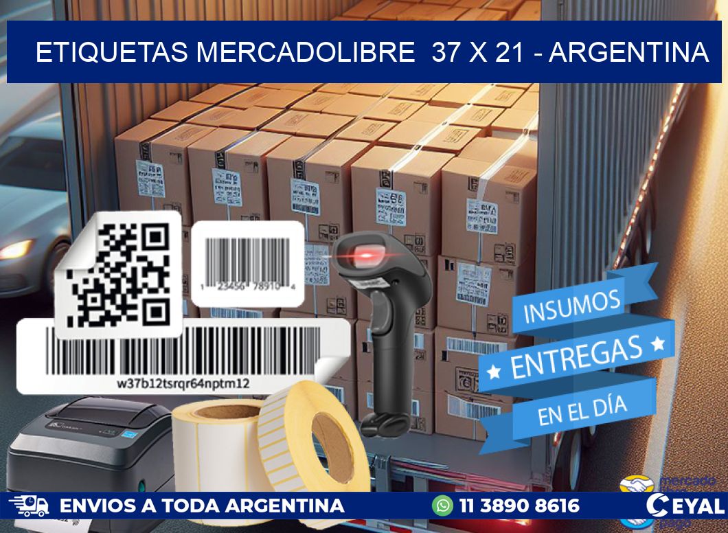 ETIQUETAS MERCADOLIBRE  37 x 21 - ARGENTINA