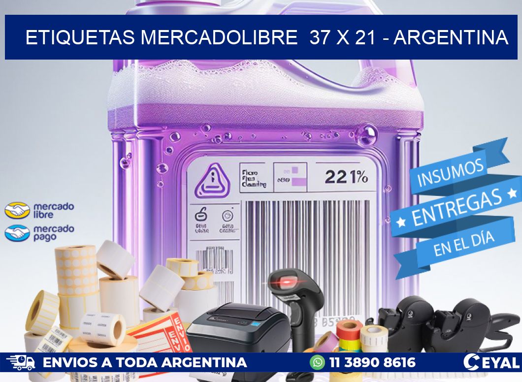 ETIQUETAS MERCADOLIBRE  37 x 21 - ARGENTINA