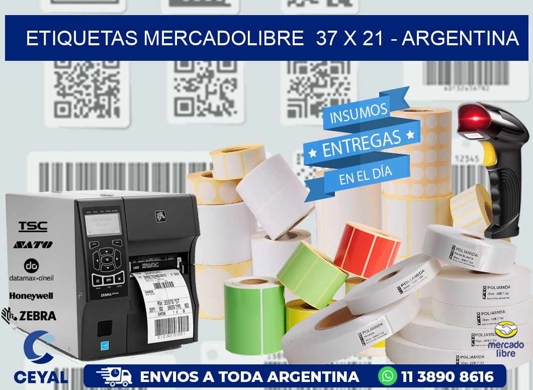 ETIQUETAS MERCADOLIBRE  37 x 21 - ARGENTINA