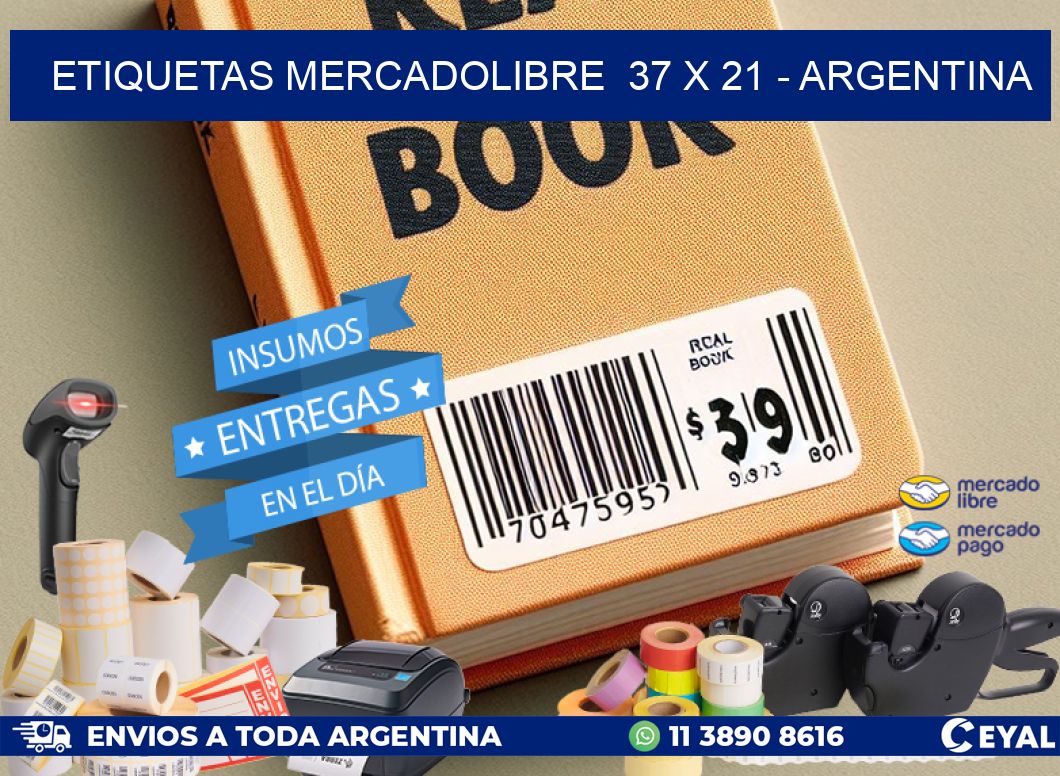 ETIQUETAS MERCADOLIBRE  37 x 21 - ARGENTINA