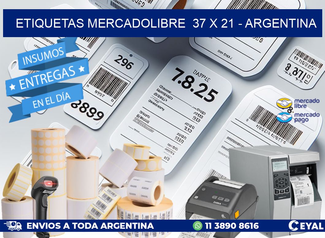 ETIQUETAS MERCADOLIBRE  37 x 21 - ARGENTINA