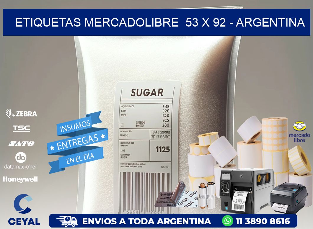 ETIQUETAS MERCADOLIBRE  53 x 92 - ARGENTINA