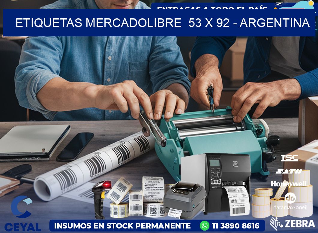 ETIQUETAS MERCADOLIBRE  53 x 92 - ARGENTINA