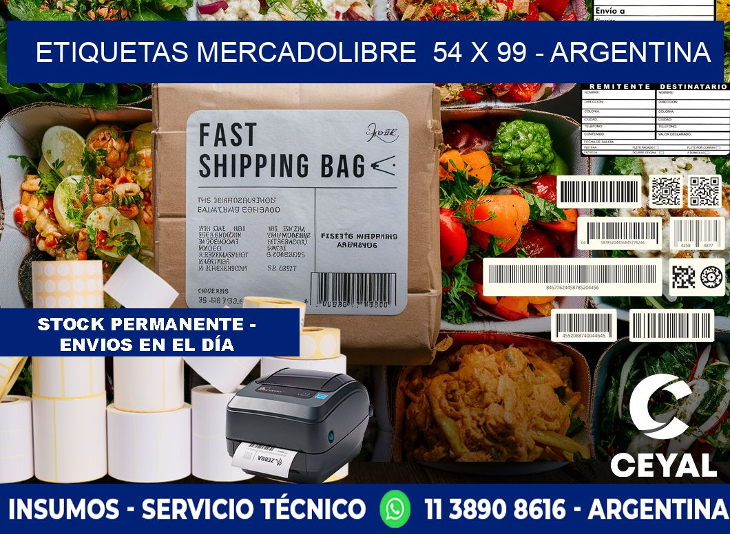 ETIQUETAS MERCADOLIBRE  54 x 99 - ARGENTINA