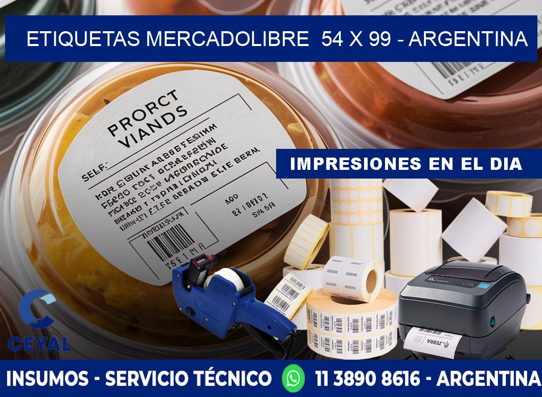 ETIQUETAS MERCADOLIBRE  54 x 99 - ARGENTINA