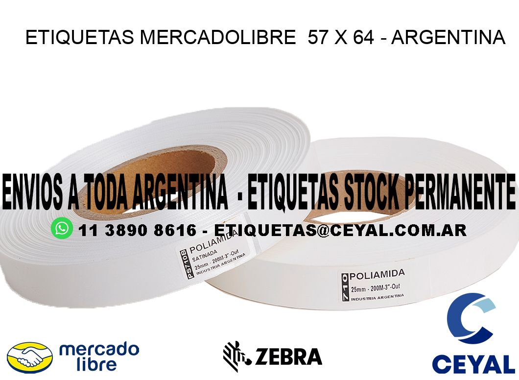 ETIQUETAS MERCADOLIBRE  57 x 64 - ARGENTINA