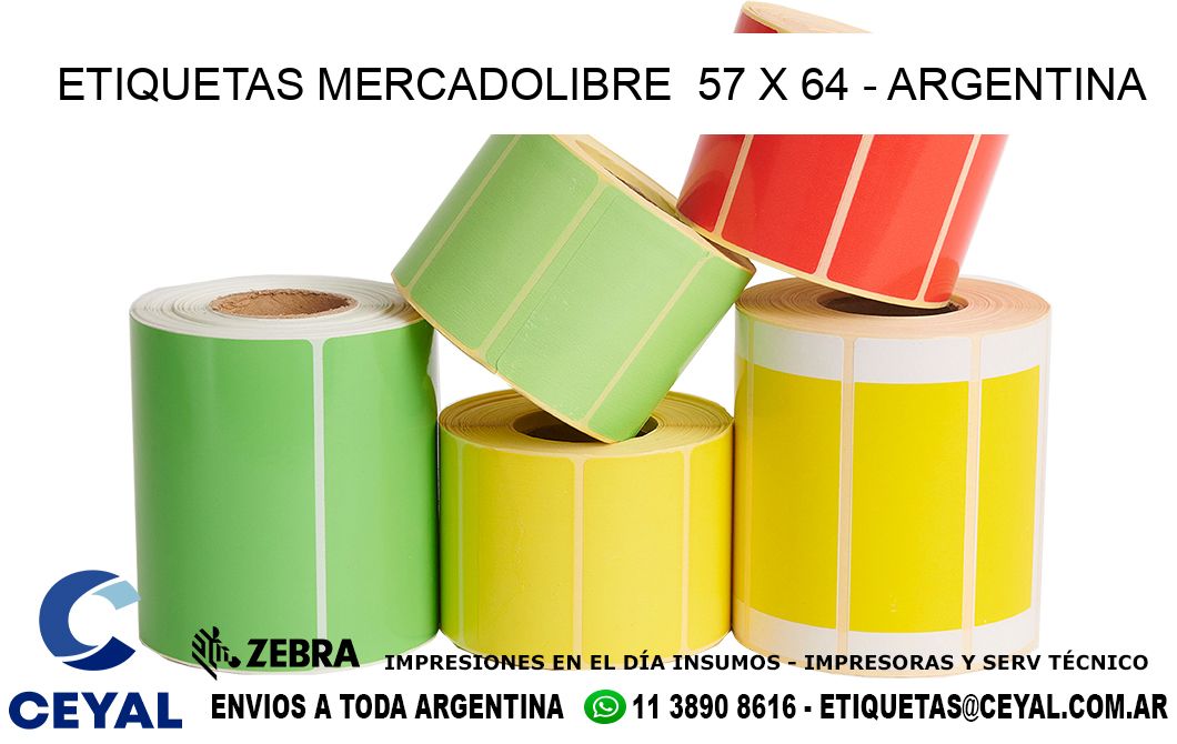 ETIQUETAS MERCADOLIBRE  57 x 64 - ARGENTINA