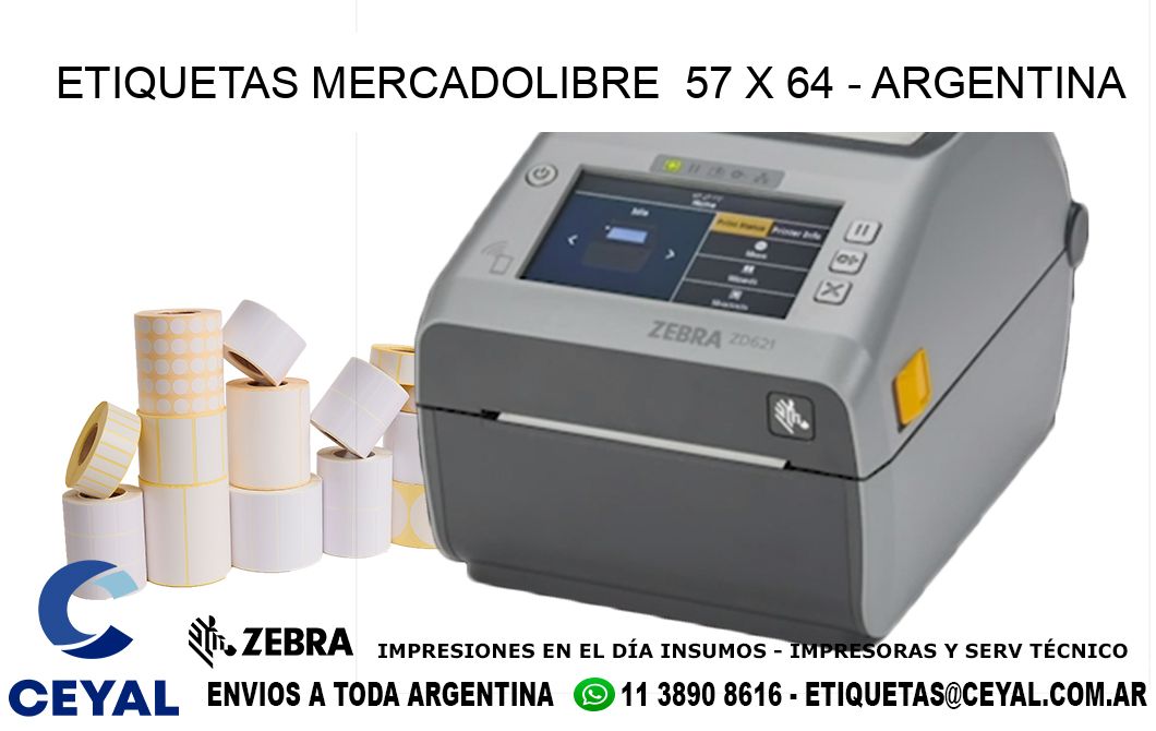 ETIQUETAS MERCADOLIBRE  57 x 64 - ARGENTINA