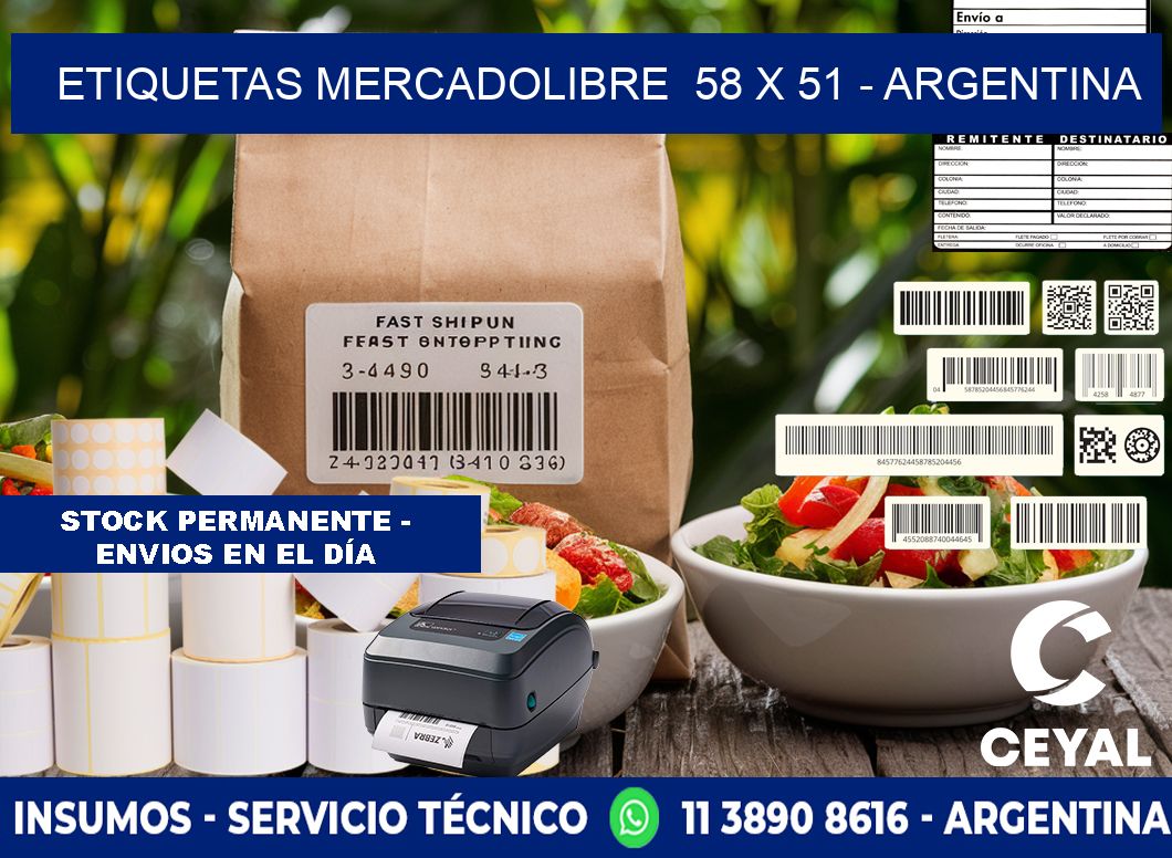 ETIQUETAS MERCADOLIBRE  58 x 51 - ARGENTINA