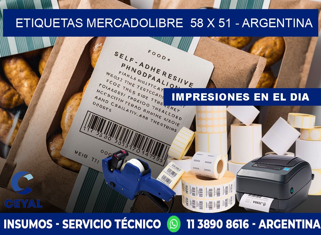 ETIQUETAS MERCADOLIBRE  58 x 51 - ARGENTINA