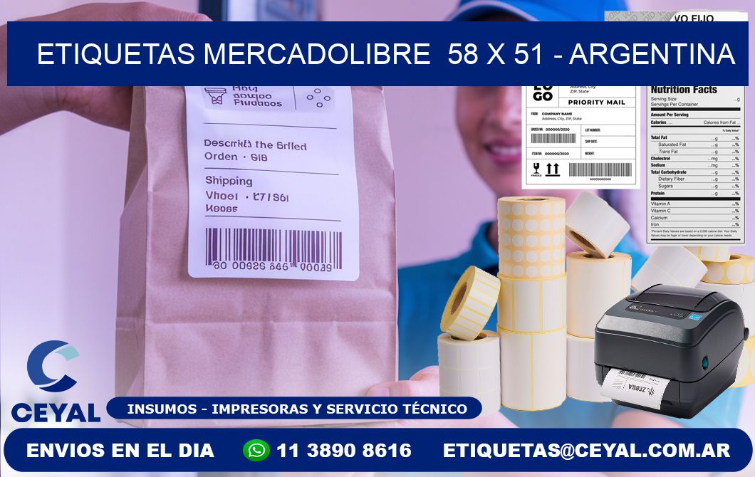 ETIQUETAS MERCADOLIBRE  58 x 51 - ARGENTINA