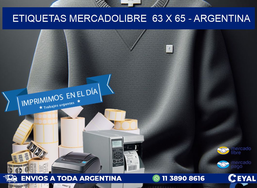 ETIQUETAS MERCADOLIBRE  63 x 65 - ARGENTINA