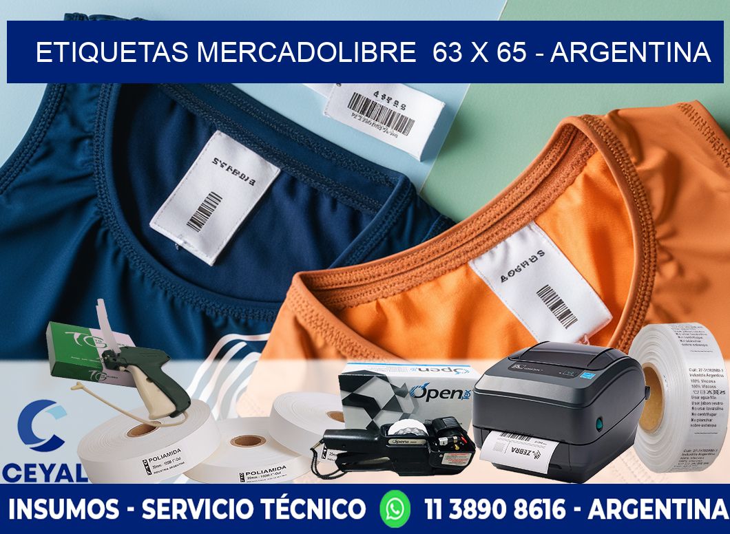 ETIQUETAS MERCADOLIBRE  63 x 65 - ARGENTINA