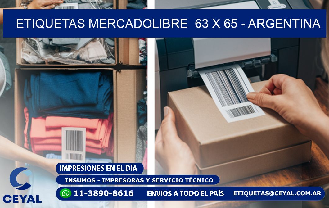 ETIQUETAS MERCADOLIBRE  63 x 65 - ARGENTINA