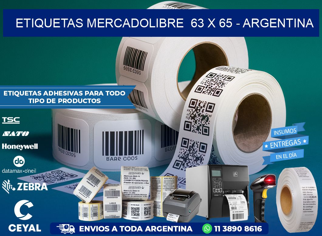 ETIQUETAS MERCADOLIBRE  63 x 65 - ARGENTINA