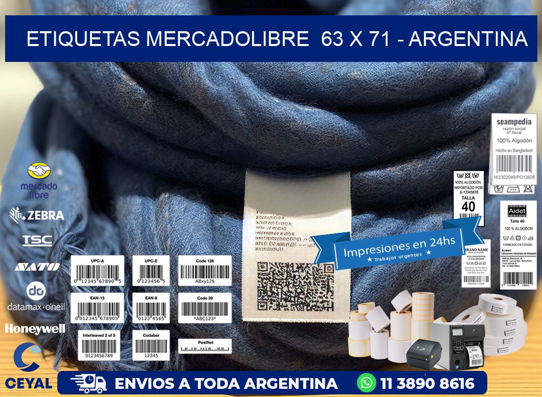 ETIQUETAS MERCADOLIBRE  63 x 71 - ARGENTINA