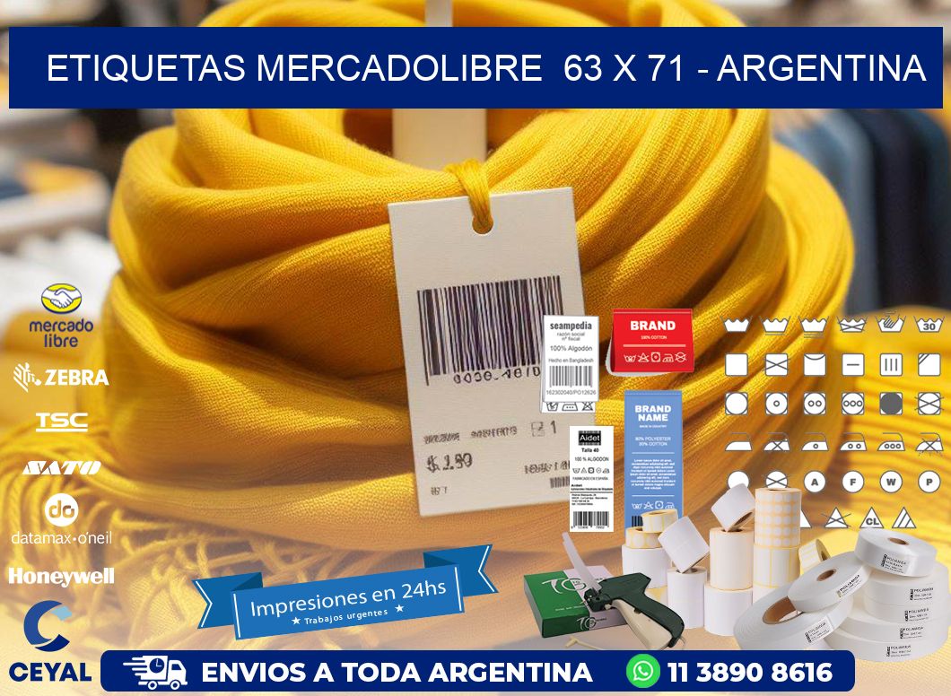 ETIQUETAS MERCADOLIBRE  63 x 71 - ARGENTINA