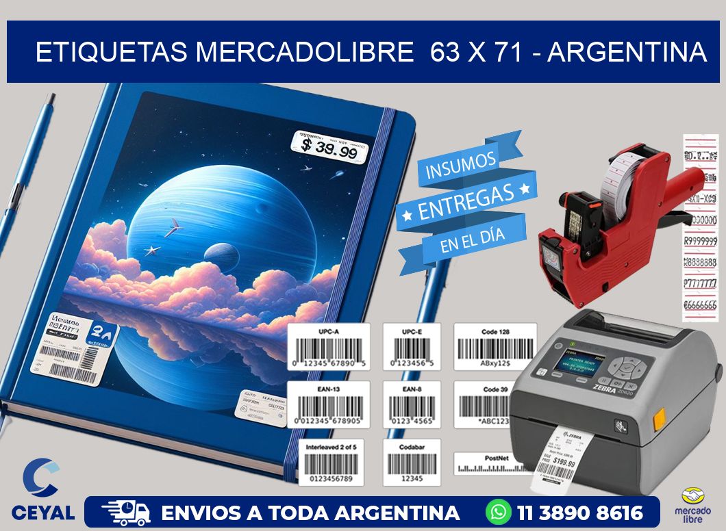 ETIQUETAS MERCADOLIBRE  63 x 71 - ARGENTINA