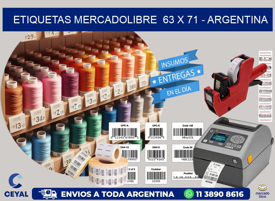 ETIQUETAS MERCADOLIBRE  63 x 71 - ARGENTINA