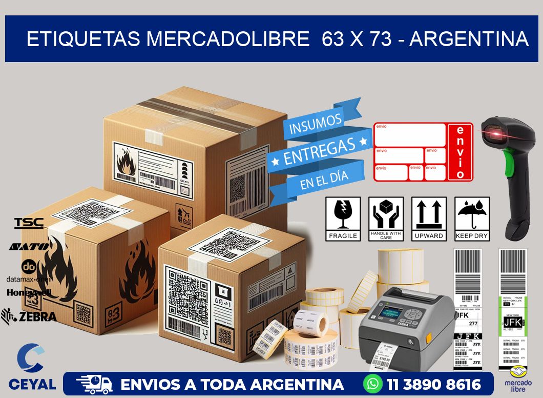 ETIQUETAS MERCADOLIBRE  63 x 73 - ARGENTINA