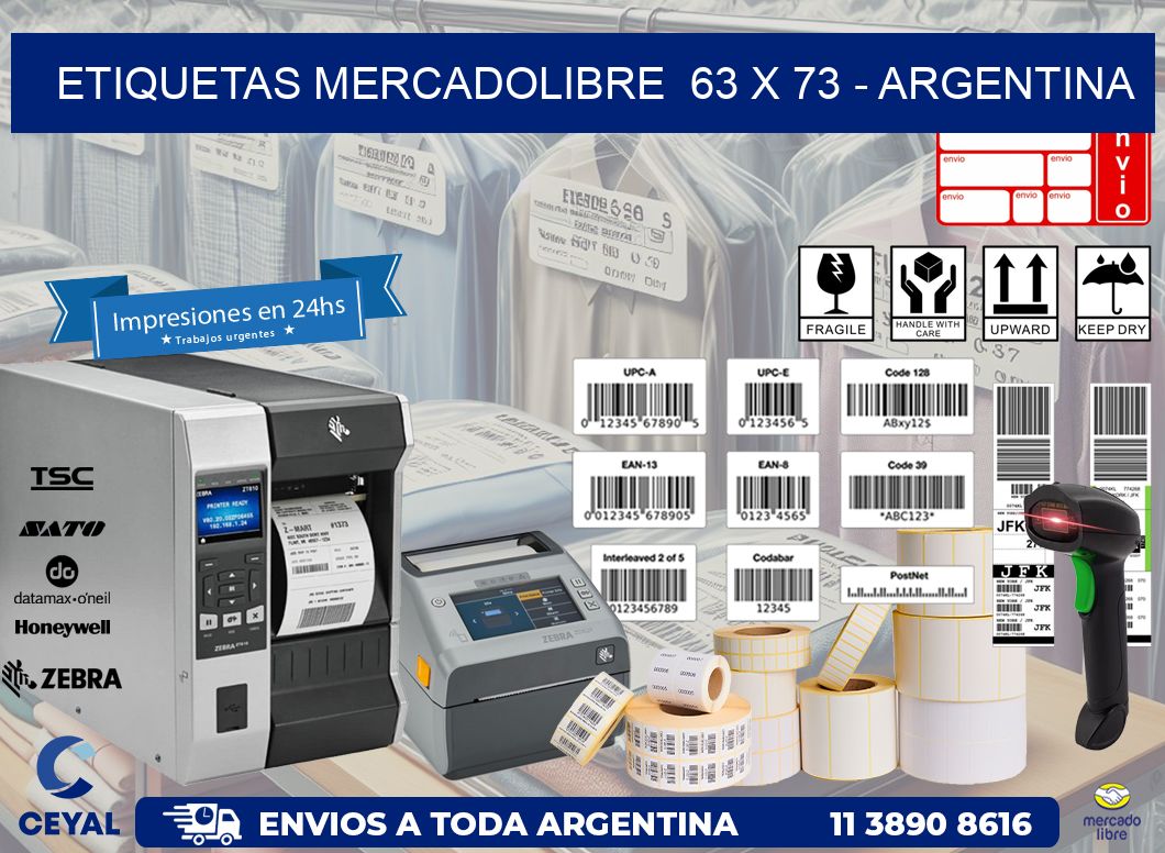 ETIQUETAS MERCADOLIBRE  63 x 73 - ARGENTINA