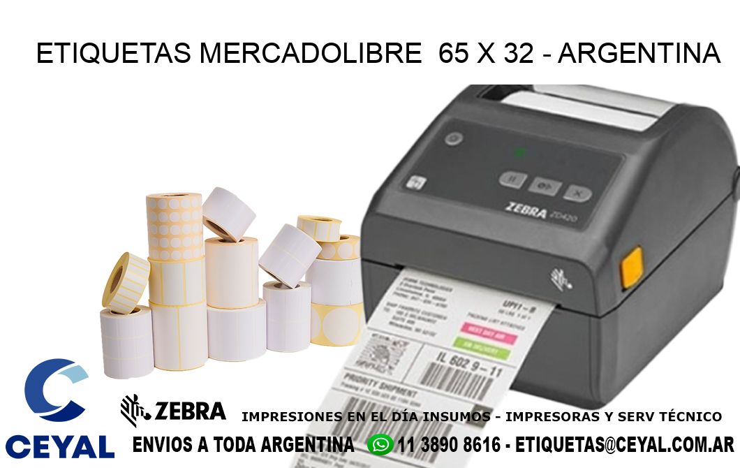 ETIQUETAS MERCADOLIBRE  65 x 32 - ARGENTINA