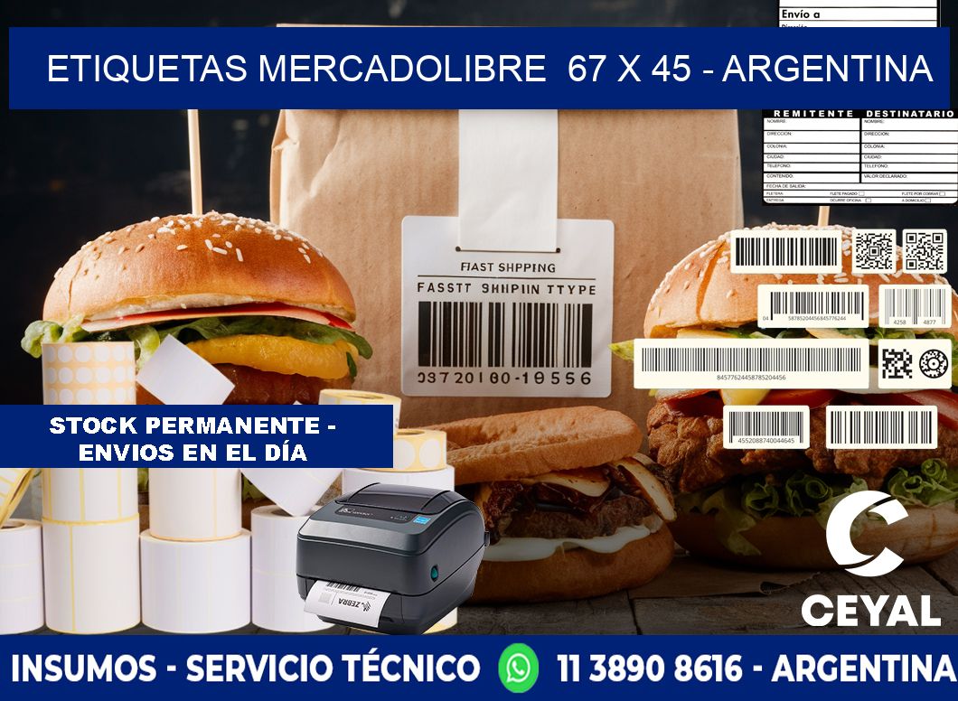 ETIQUETAS MERCADOLIBRE  67 x 45 - ARGENTINA