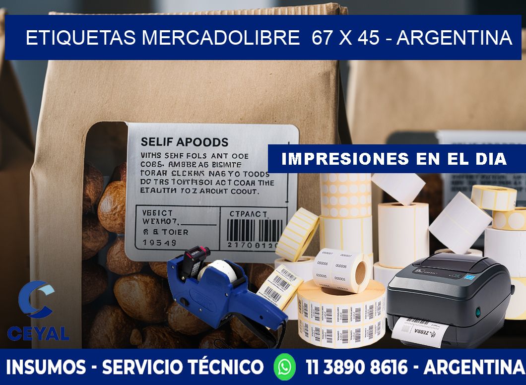 ETIQUETAS MERCADOLIBRE  67 x 45 - ARGENTINA