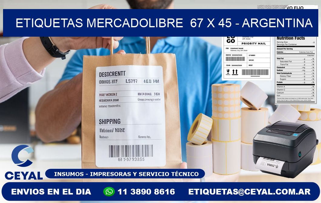 ETIQUETAS MERCADOLIBRE  67 x 45 - ARGENTINA