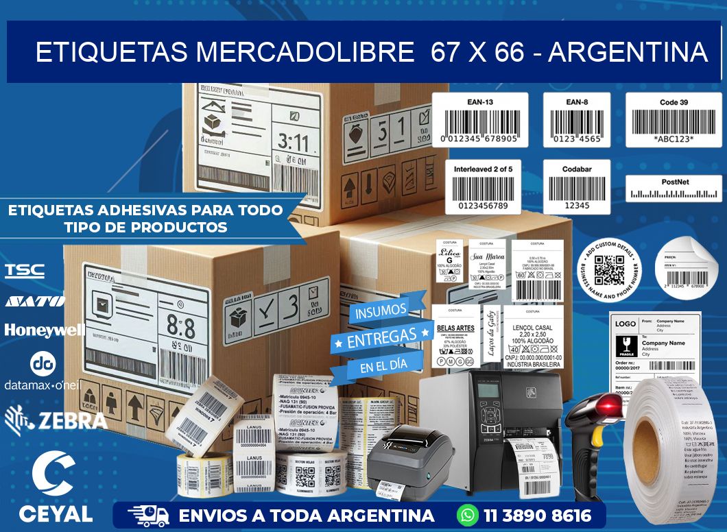 ETIQUETAS MERCADOLIBRE  67 x 66 - ARGENTINA