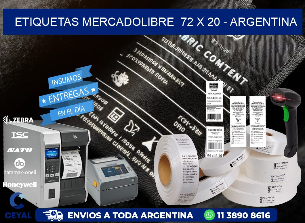 ETIQUETAS MERCADOLIBRE  72 x 20 - ARGENTINA