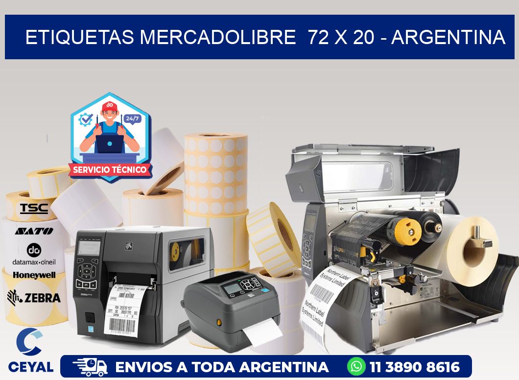 ETIQUETAS MERCADOLIBRE  72 x 20 - ARGENTINA