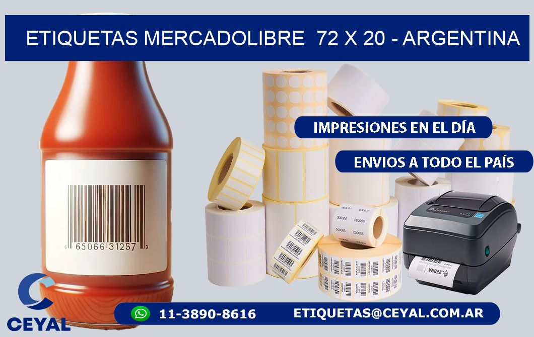 ETIQUETAS MERCADOLIBRE  72 x 20 - ARGENTINA