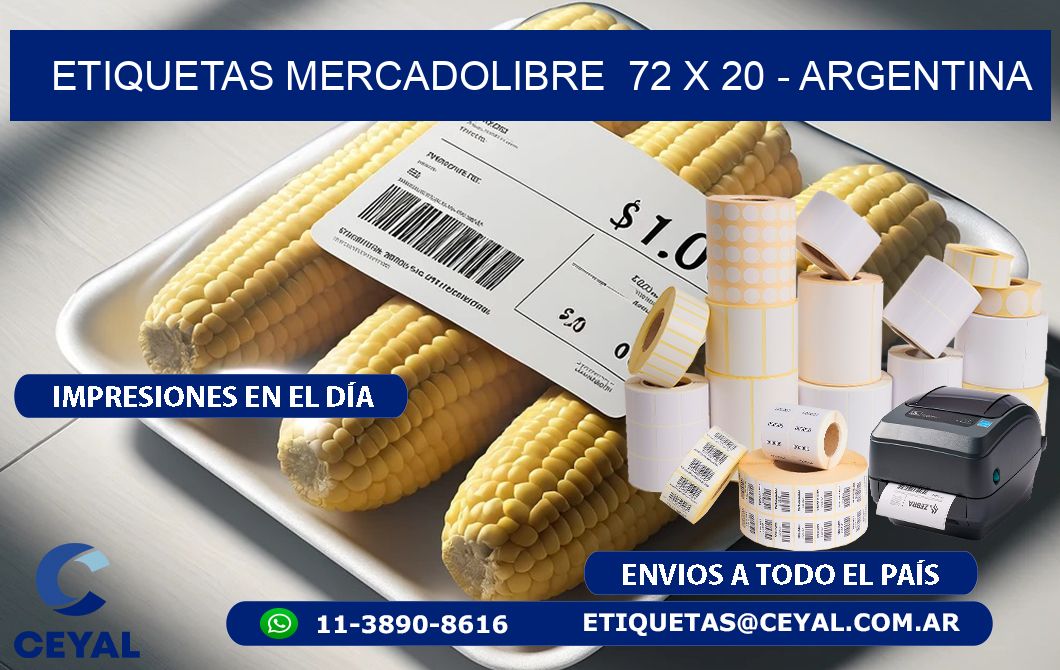 ETIQUETAS MERCADOLIBRE  72 x 20 - ARGENTINA